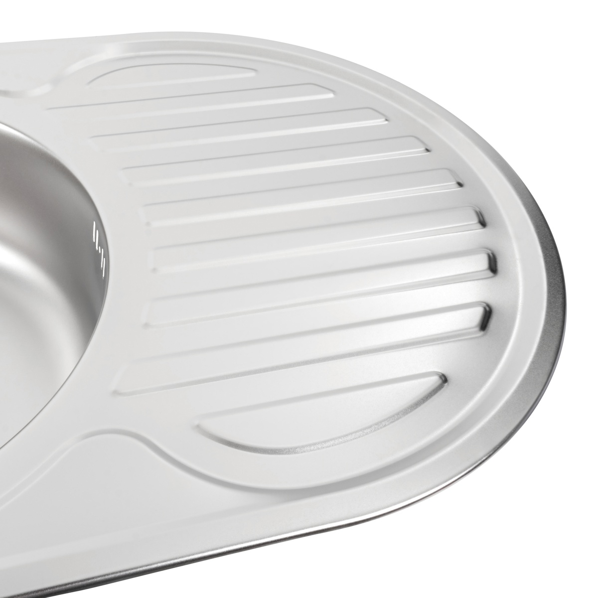 Мийка для кухні із нержавіючої сталі овальна PLATINUM 7750 САТИН 770x500x180мм глянцева 0.8мм із сифоном PLS-A500
