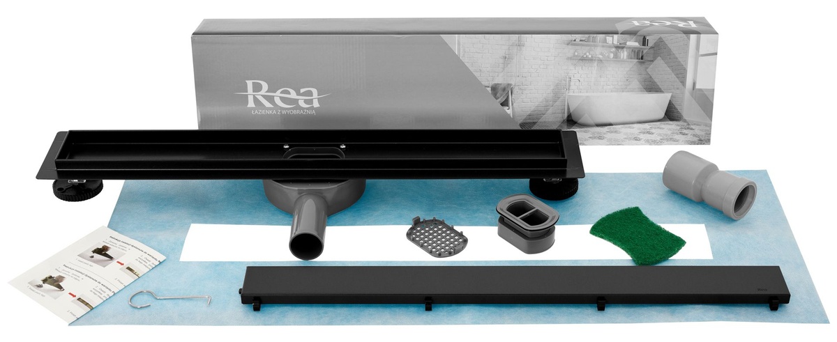 Трап лінійний для душу REA NEO PRO BLACK 2в1 500мм під плитку із сухим затвором чорний REA-G0999
