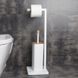 Йоржик для унітазу підлоговий з тримачем туалетного паперу YOKA прямокутний із нержавіючої сталі білий PD.SAKI-WHT 6 з 6