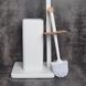 Йоржик для унітазу підлоговий з тримачем туалетного паперу YOKA прямокутний із нержавіючої сталі білий PD.SAKI-WHT 5 з 6