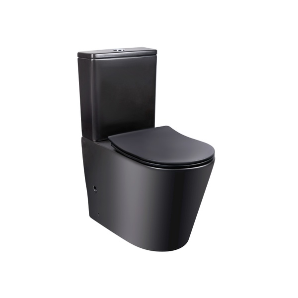 Унитаз-компакт напольный безободковый черный Q-TAP Scorpio сиденье микролифт выпуск в стену QT14222125ARMB
