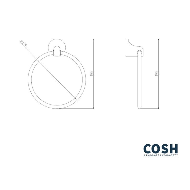 Тримач для рушників круглий COSH 80 хром метал COSHCRMS80907