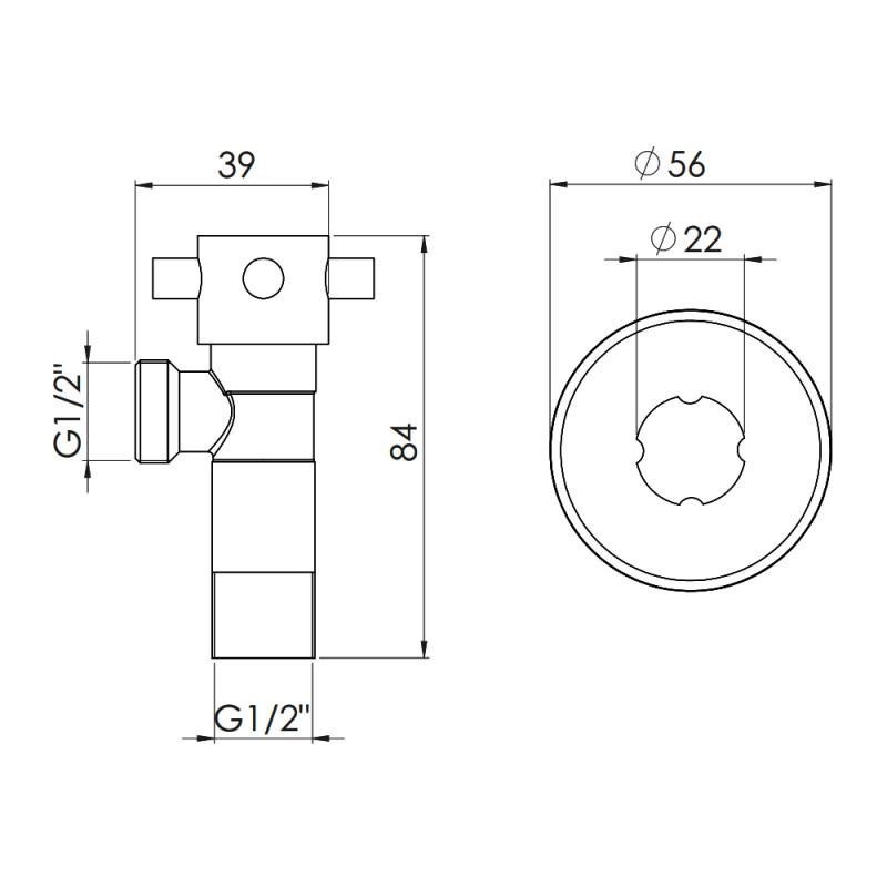 Запірний вентиль для приладів кутовий 1/2" SANDI FORTE № SF345 зв-зв ручка SF3451515