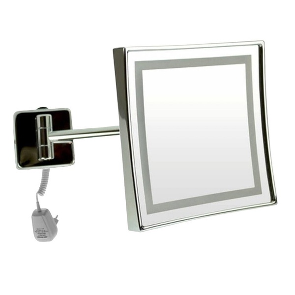 Косметическое зеркало с подсветкой EMCO прямоугольное подвесное металлическое хром 109406004