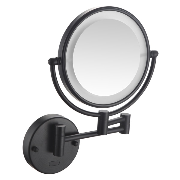 Косметическое зеркало с подсветкой VOLLE 2500.280704 круглое подвесное металлическое черное