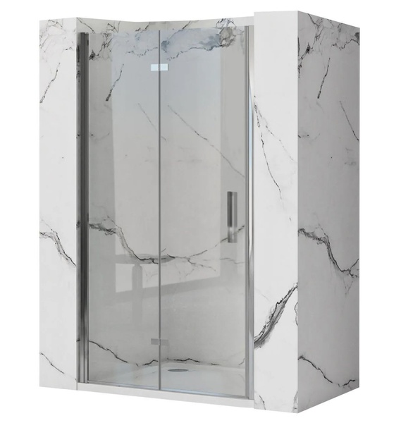 Дверь стеклянная для душевой ниши универсальная складная двухсекционная REA MOLIER 190x90см прозрачное стекло 6мм профиль хром REA-K8539