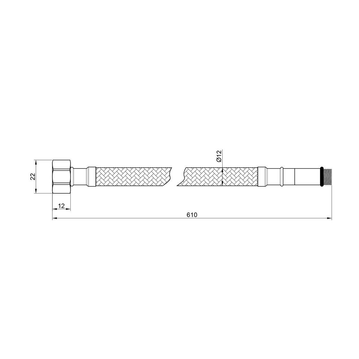 Шланг гнучкий для води для підключення SANDIPLUS нр-вн M10x1/2" 60 см нержавіюче обплетення SD396W60