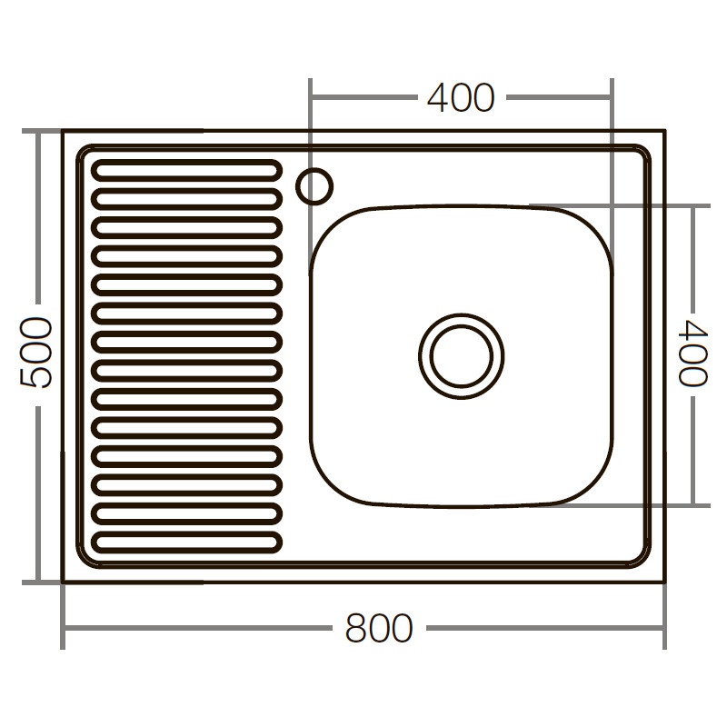 Мийка для кухні із нержавіючої сталі прямокутна накладна ZERIX Z8050R-06-160E 800x500x160мм матова 0.6мм із сифоном ZX1613