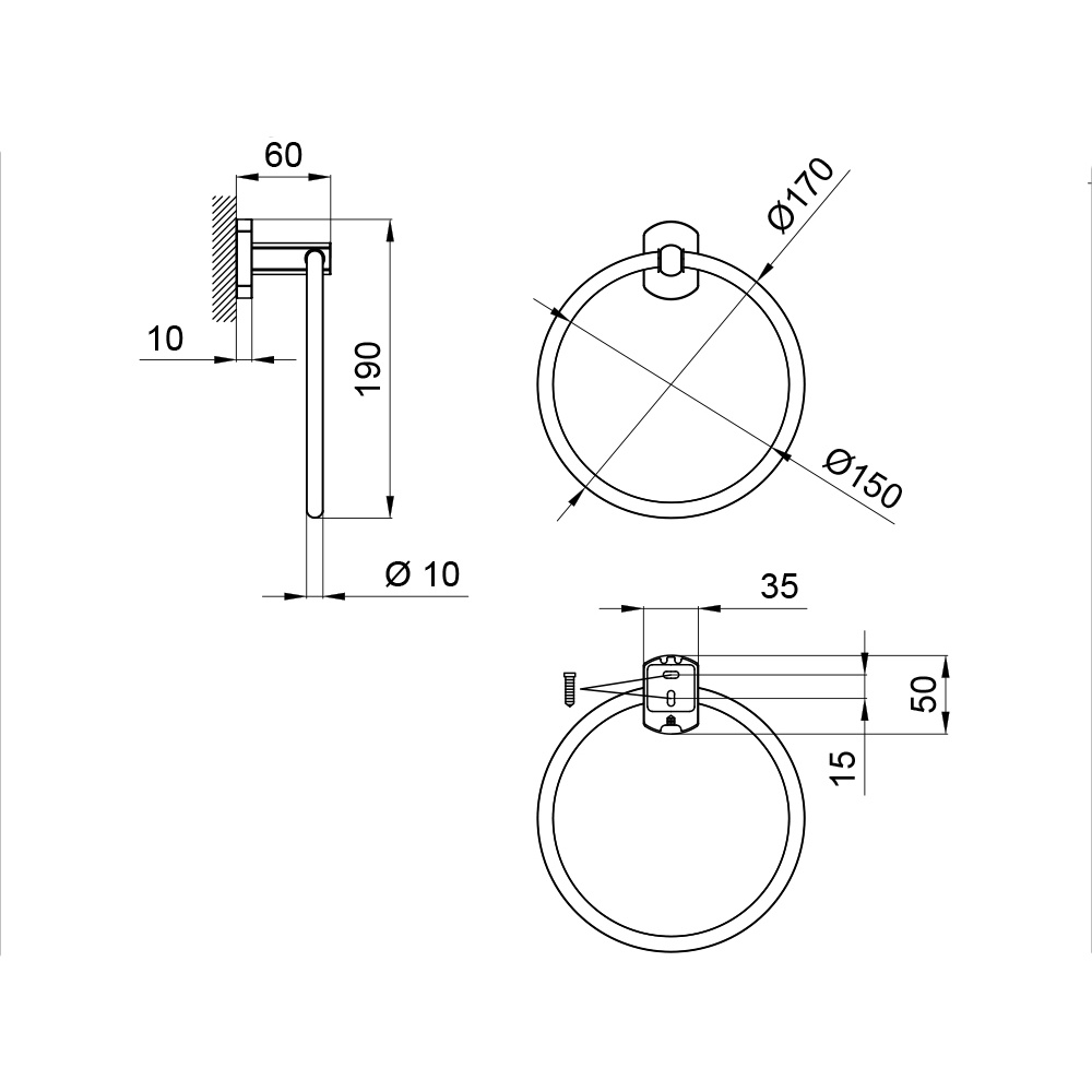 Тримач-кільце для рушників Q-TAP Liberty QTLIBANT1160 170мм округлий металевий бронза