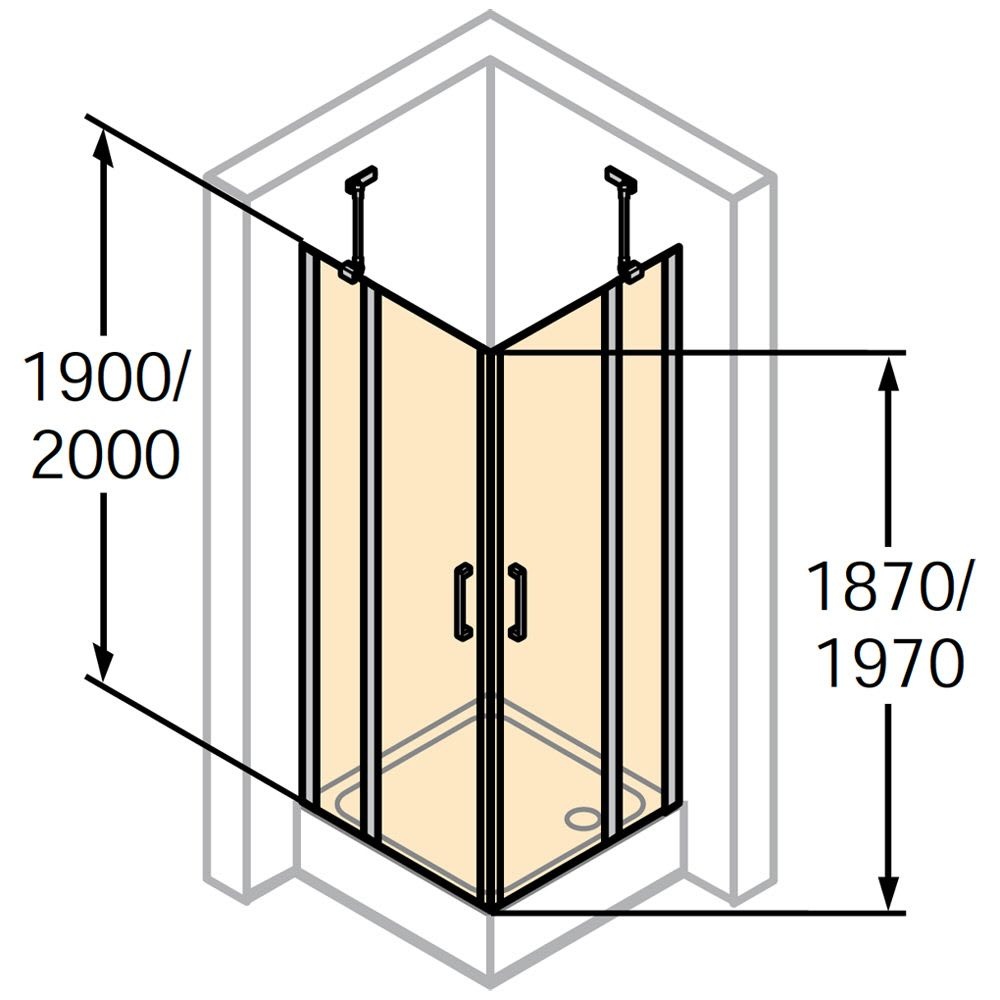 Кабина для душа квадратная угловая двухдверная без поддона HUPPE Classics 2 100x100x190см прозрачное стекло 6мм профиль хром C23003.069.321