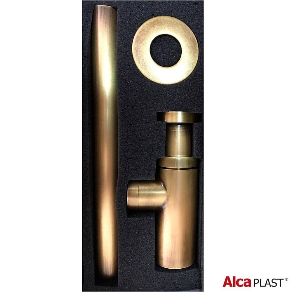 Сифон для умывальника ALCAPLAST DESIGN колбовый латунь впуск 1 1/4" бронзовый A400ANTIC