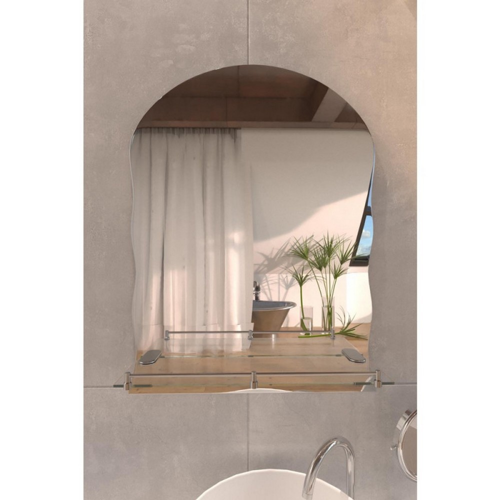 Зеркало ассиметричное в ванную с полочкой LIDZ 140 57.5x42.5см LD55781400702W