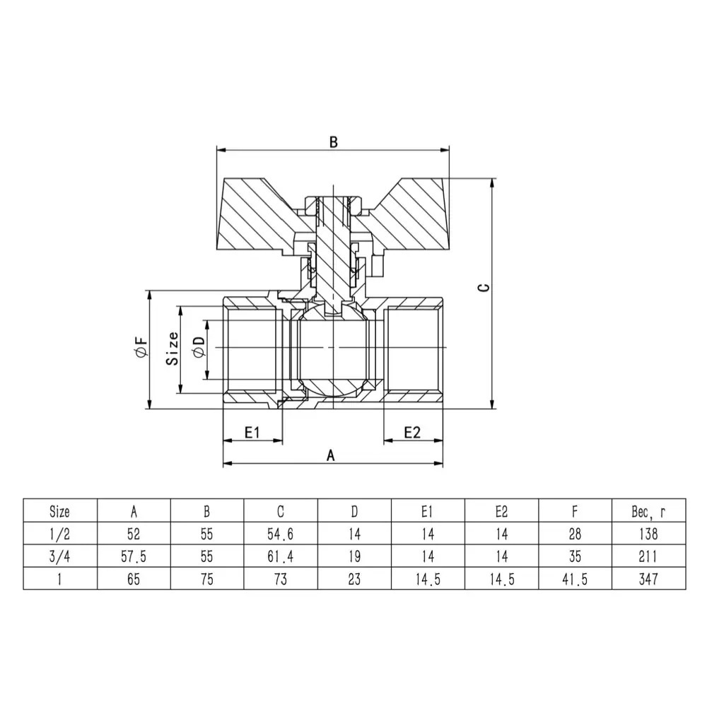 Кран кульовий ITAL 1" вн-вн PN40бар IB110330