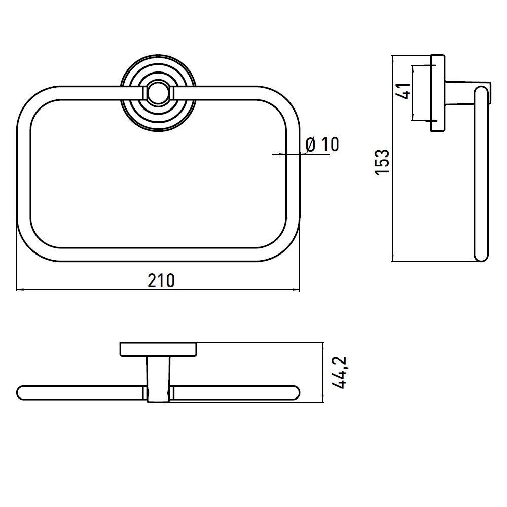Тримач-кільце для рушників EMCO Polo 210мм округлий металевий хром 075500100