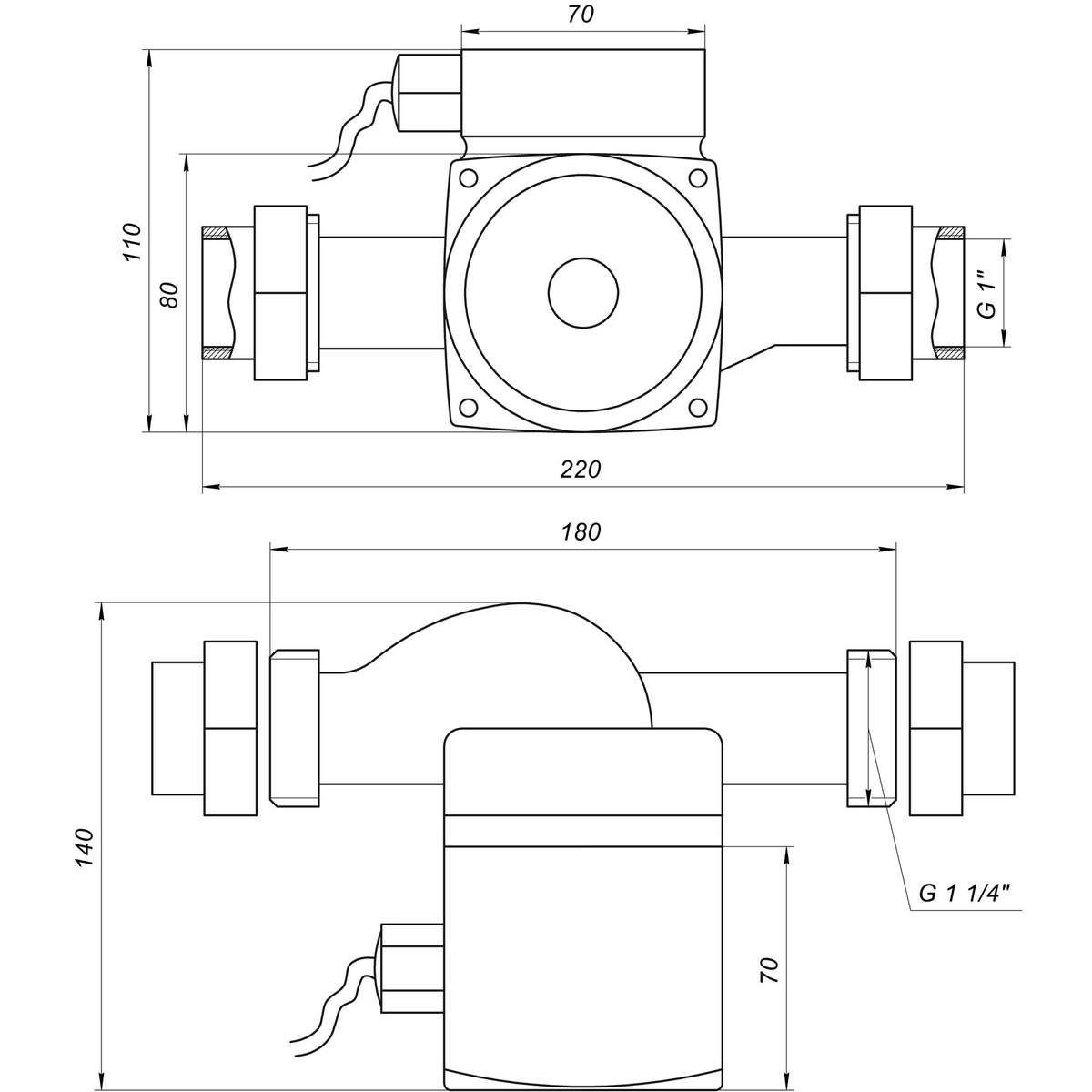 Насос циркуляционный OPTIMA с мокрым ротором OP25-40/180 71Вт 3м³/ч Hmax 3.7м 1 1/4" 000008120