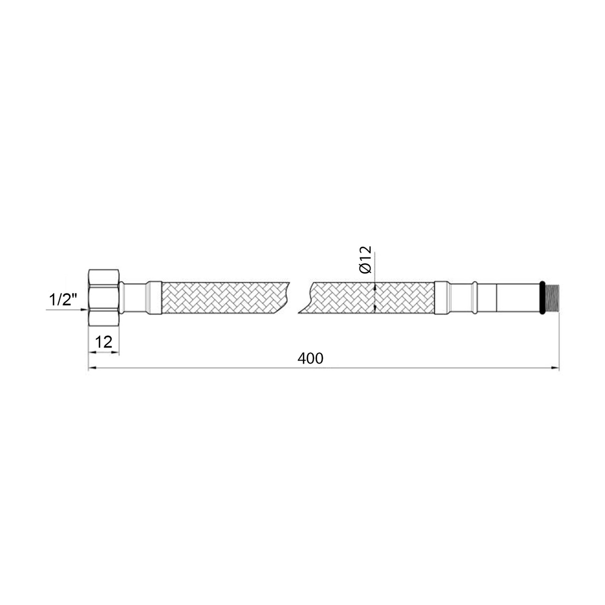 Шланг для підключення змішувача KRONER KRM-40 (пара) нр-вн M10x1/2" 40 см нейлонове обплетення CV023678