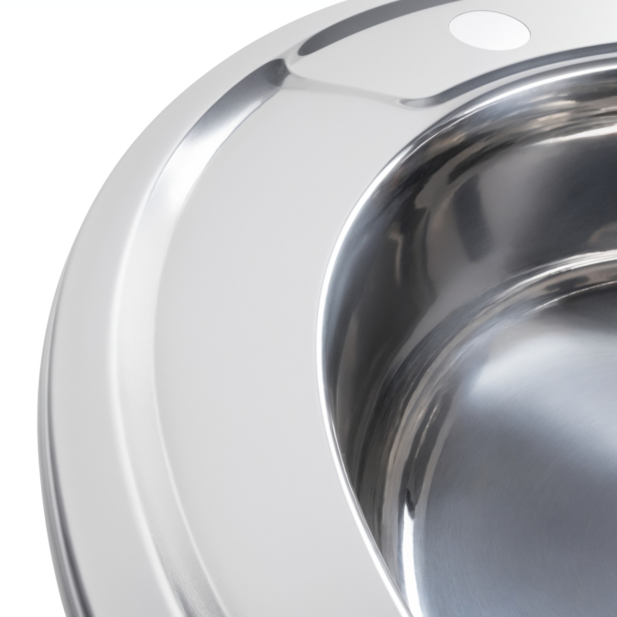 Мийка для кухні із нержавіючої сталі кругла PLATINUM 490 ПОЛIРОВКА 490x490x170мм глянцева 0.6мм із сифоном PLS-A8754