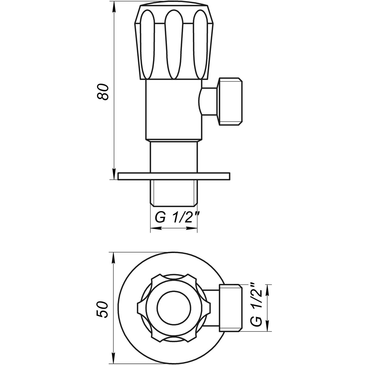 Кран кульовий побутовий QUALITY PROFESSIONAL NV-QP999 кутовий 1/2" зв-зв 000021868