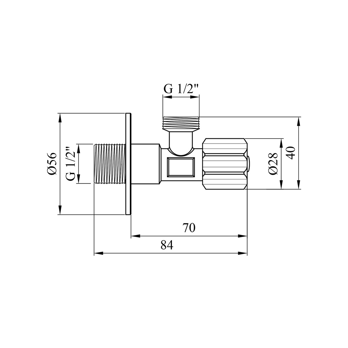 Кран кульовий побутовий KRONER KRP Eckventil C401 кутовий 1/2" зв-зв CV027383