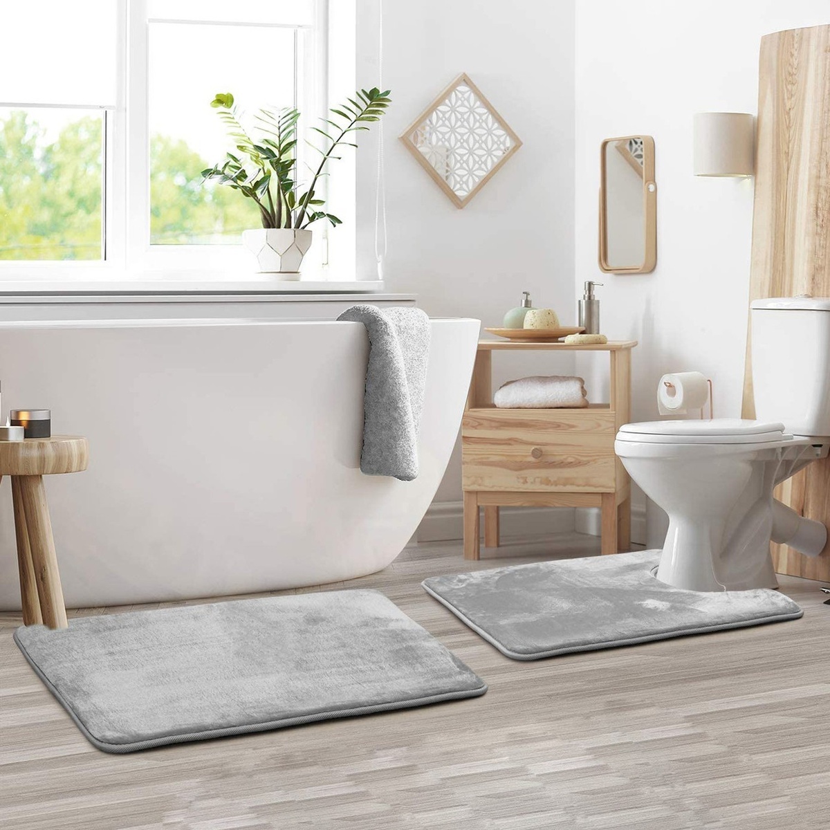 Набор ковриков для ванной AQUARIUS AQ-U1635489928 800x500мм серый
