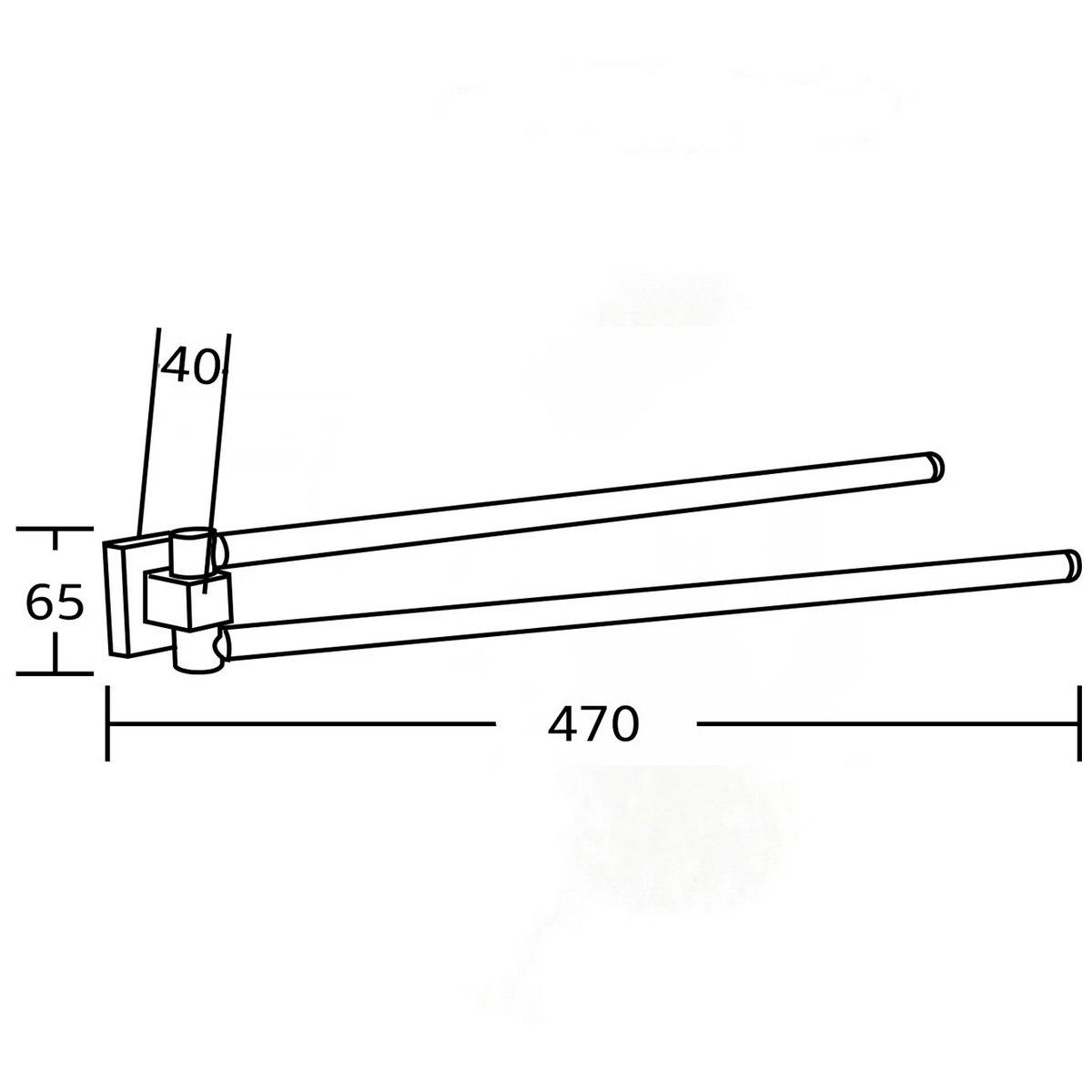 Тримач для рушників поворотний MEXEN Rufo 470мм подвійний прямокутний металевий чорний MEX-7050925-70