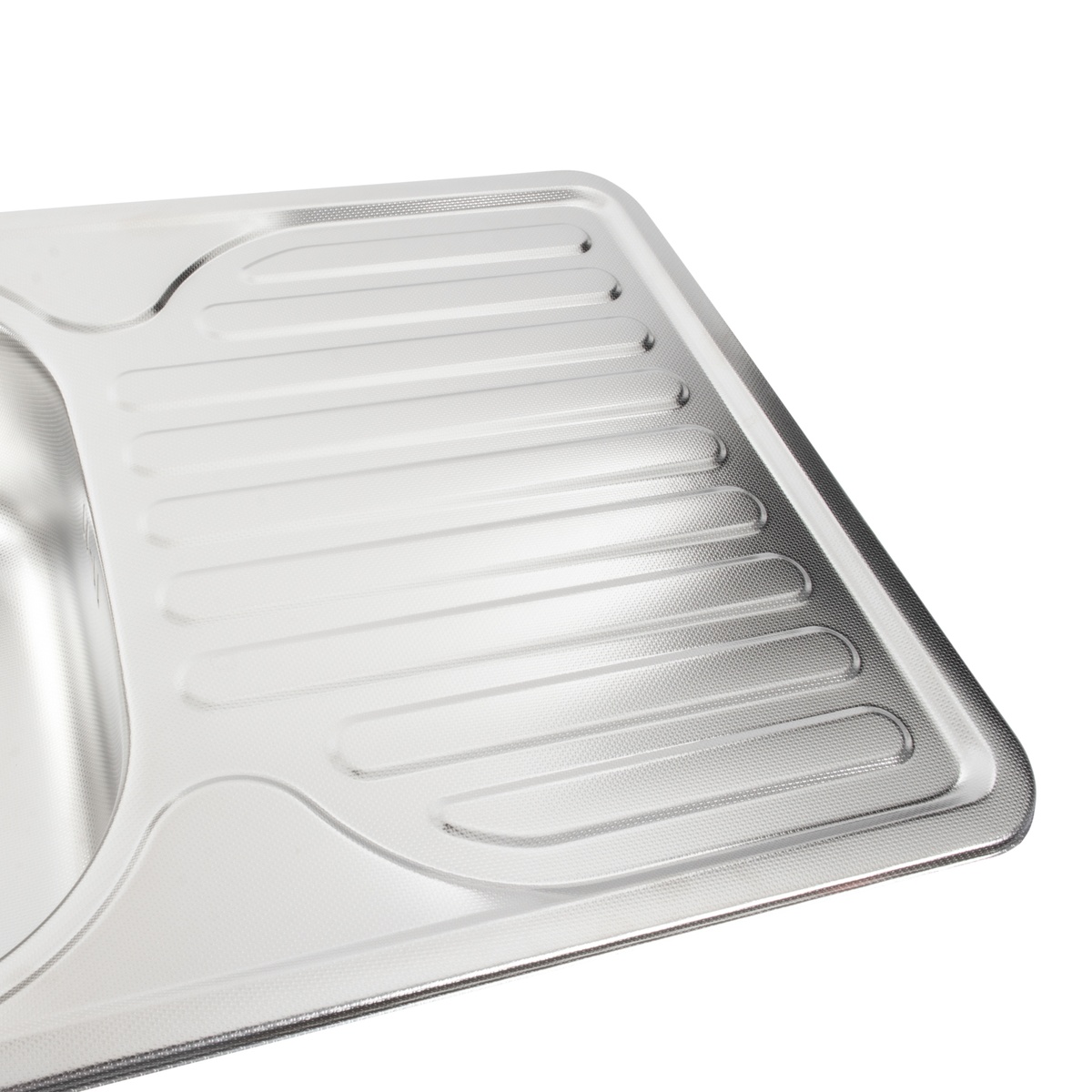 Мийка для кухні із нержавіючої сталі прямокутна PLATINUM 7642 750x490x180мм мікротекстура 0.8мм із сифоном PLS-A466