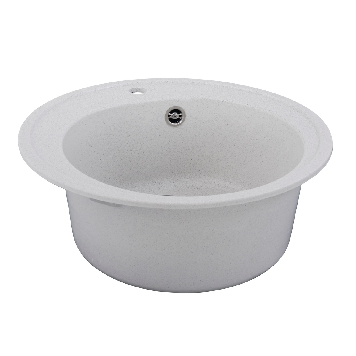Мийка для кухні гранітна кругла PLATINUM 510 LUNA 510x510x190мм без сифону біла PLS-A25052
