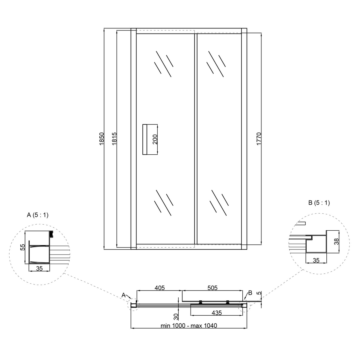 Двері скляні для душової ніші розсувна LIDZ Zycie 94см x 182.5см прозрачное скло 5мм профіль хром LZSD100185CRMTR
