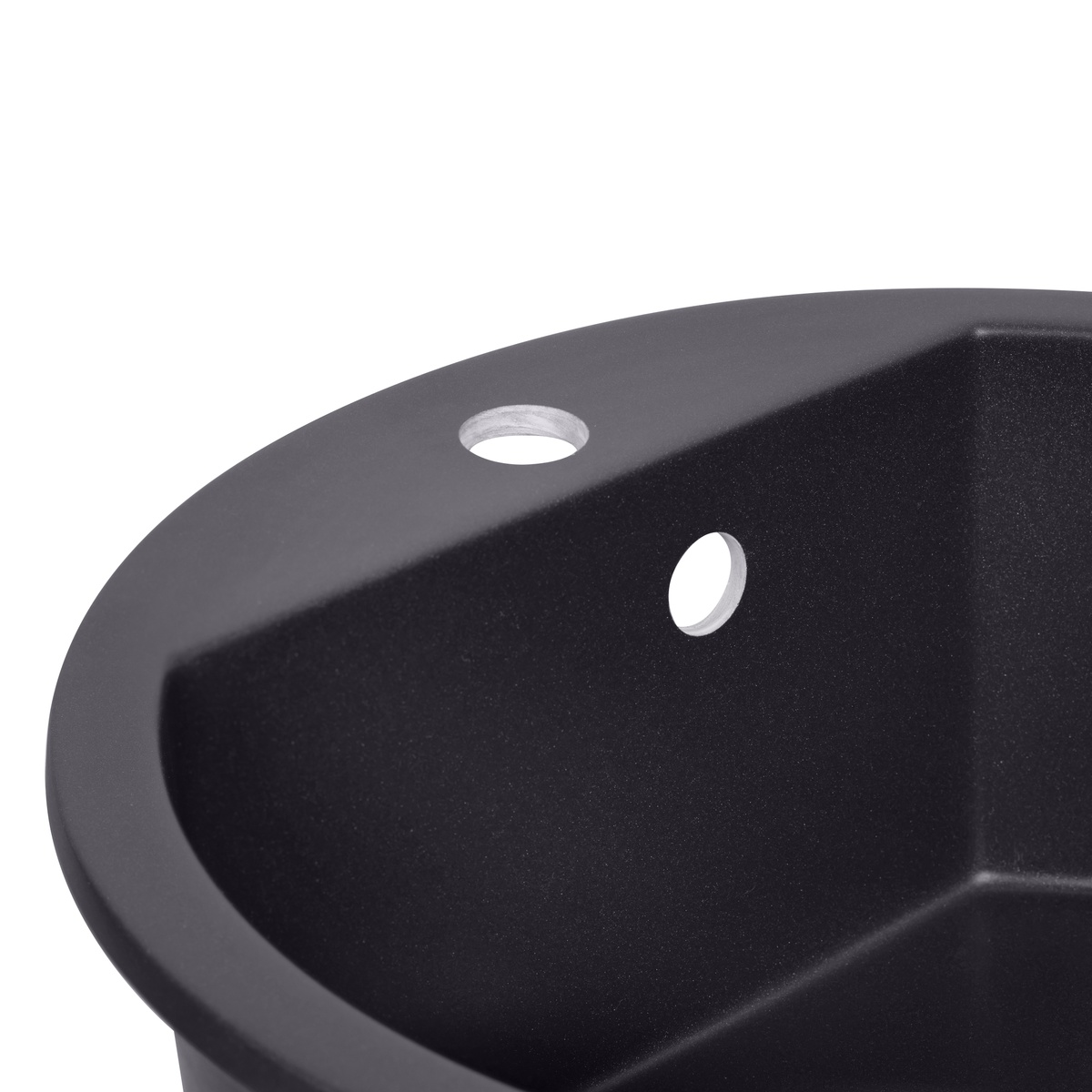Раковина на кухню керамогранитная круглая Q-TAP CS 505мм x 505мм черный с сифоном QTD510BET502
