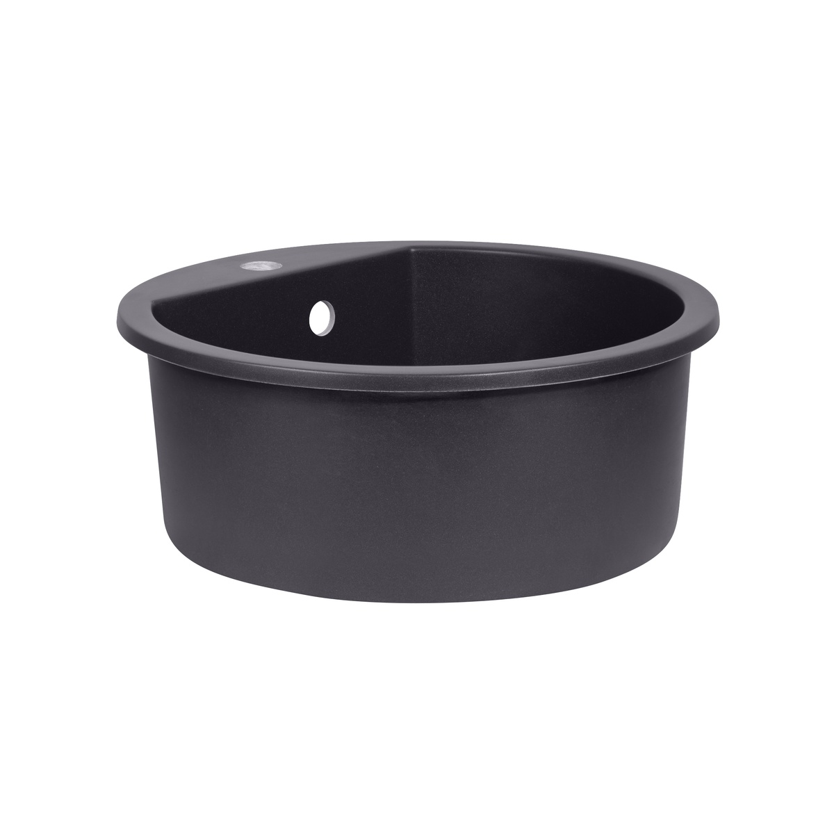 Мийка на кухню керамічна кругла Q-TAP CS 505мм x 505мм чорний із сифоном QTD510BET502