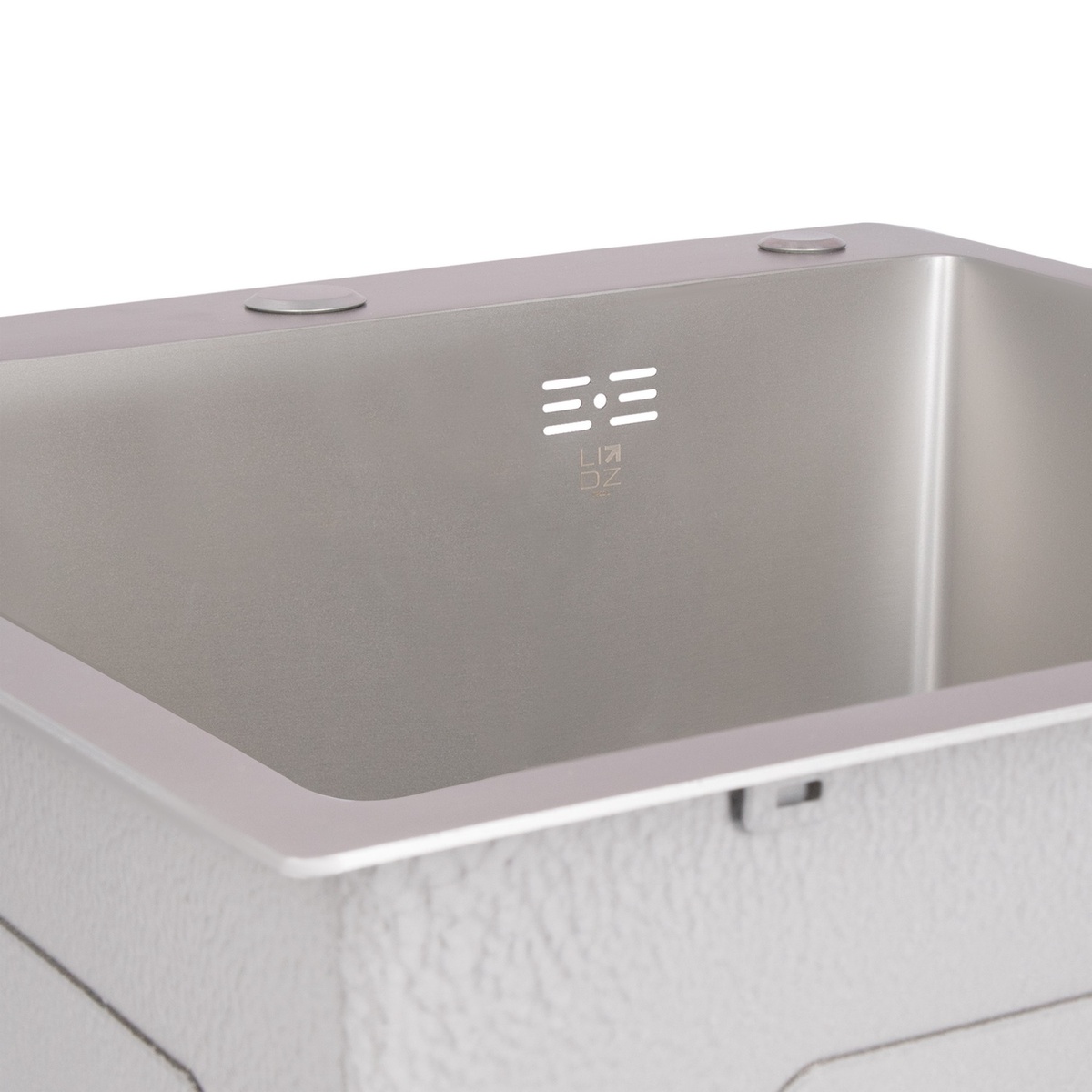 Мийка для кухні із нержавіючої сталі квадратна LIDZ 500x500x215мм матова 0.8мм сіра із сифоном LDH5050GPVD3008