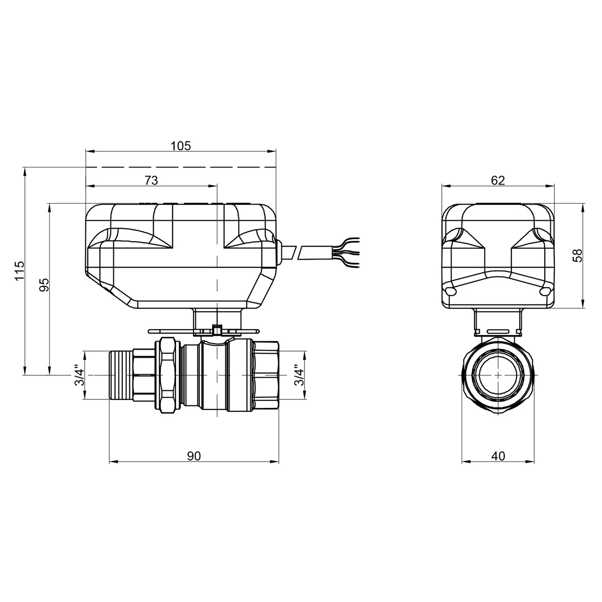 Термостатический 2-х ходовой клапан ICMA регулирующий 3/4" №341 82341AE0553