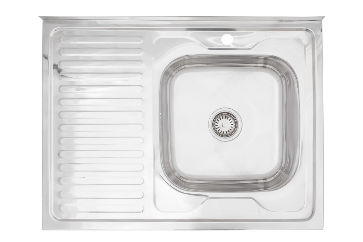 Мийка для кухні із нержавіючої сталі прямокутна накладна KRONER KRP 800x600x160мм глянцева 0.6мм із сифоном CV022818