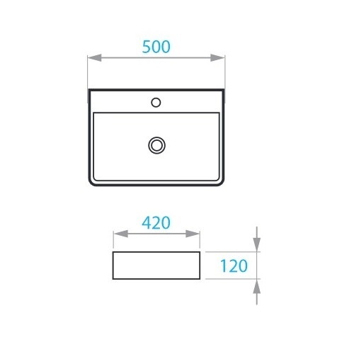 Умивальник накладний KOLLER POOL KVADRO 500x420x120мм прямокутний білий KR-0500M-WB