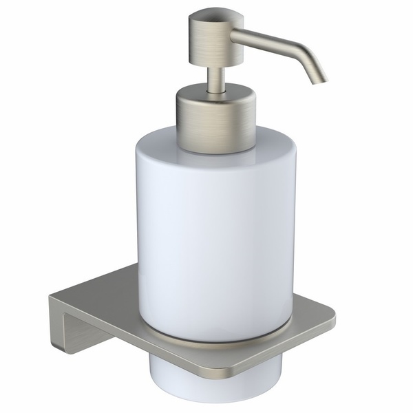 Дозатор для жидкого мыла VOLLE SOLO настенный на 250мл прямоугольный стеклянный сатин 2510.230102