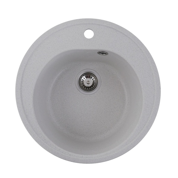 Мийка для кухні гранітна кругла PLATINUM 510 LUNA 510x510x190мм без сифону біла PLS-A25052