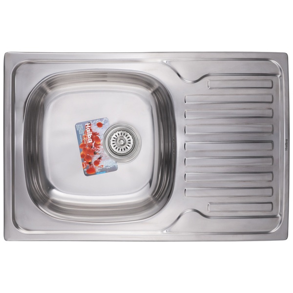 Мийка для кухні із нержавіючої сталі прямокутна HAIBA Polish 780x430x180мм глянцева 0.8мм із сифоном HB0565