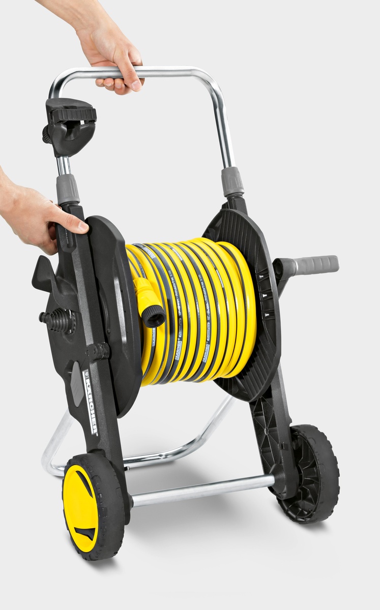 Катушка для шланга для полива KARCHER "HT 4.500", складная, регулировка высоты ручки тележки, длина шланга: 1/2" 50м, 5/8" 35м, 3/4" 23м 2.645-170.0