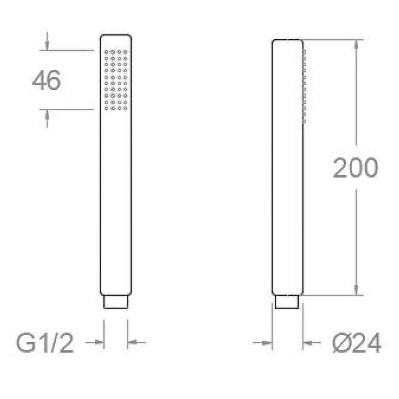 Душевая лейка-трубка RAMON SOLER 200x30мм латунная хром 3713M255597