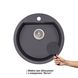 Раковина на кухню керамогранитная круглая Q-TAP CS 505мм x 505мм черный с сифоном QTD510BET502 3 из 6