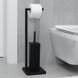 Йоржик для унітазу підлоговий з тримачем туалетного паперу YOKA PD.MARKO-BLK прямокутний із нержавіючої сталі чорний reac-20000000132 10 з 11