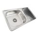 Мийка для кухні із нержавіючої сталі прямокутна PLATINUM 7642 750x490x180мм мікротекстура 0.8мм із сифоном PLS-A466 2 з 5