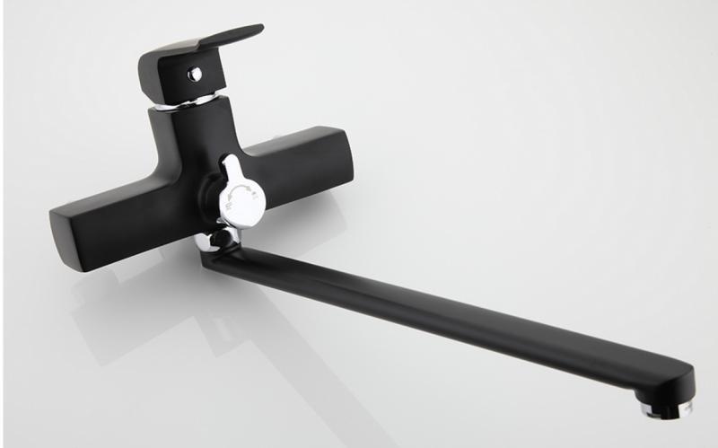 Змішувач для ванної одноважільний із довгим виливом GAPPO чорний латунь G2250