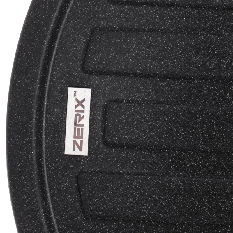 Мийка для кухні гранітна овальна ZERIX ZS-7750R-13 760x500x200мм із сифоном сіра ZX4561