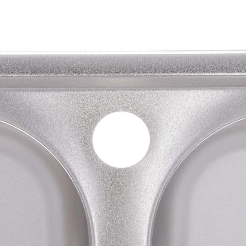 Мийка для кухні із нержавіючої сталі овальна ZERIX Z7749-08-180E 770x490x180мм матова 0.8мм на дві чаші із сифоном ZM0565