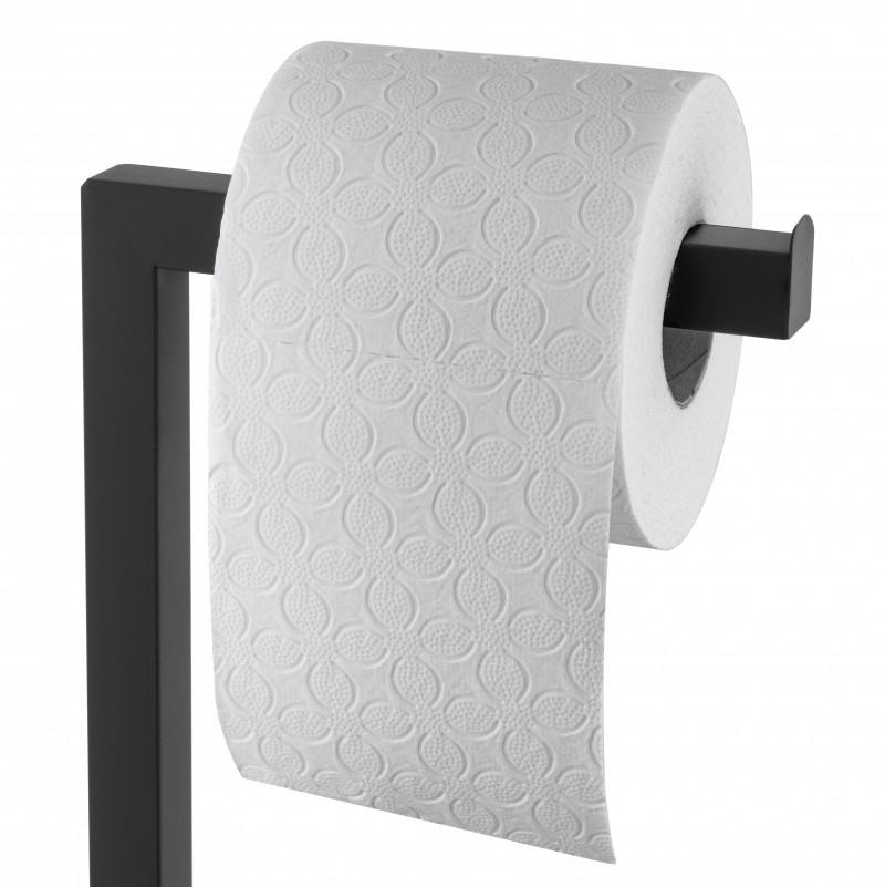 Ершик для унитаза напольный с держателем туалетной бумаги YOKA PD.MARKO-BLK прямоугольный из нержавеющей стали черный reac-20000000132