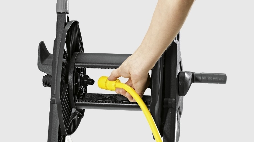 Катушка для шланга для полива KARCHER "HT 4.500", складная, регулировка высоты ручки тележки, длина шланга: 1/2" 50м, 5/8" 35м, 3/4" 23м 2.645-170.0