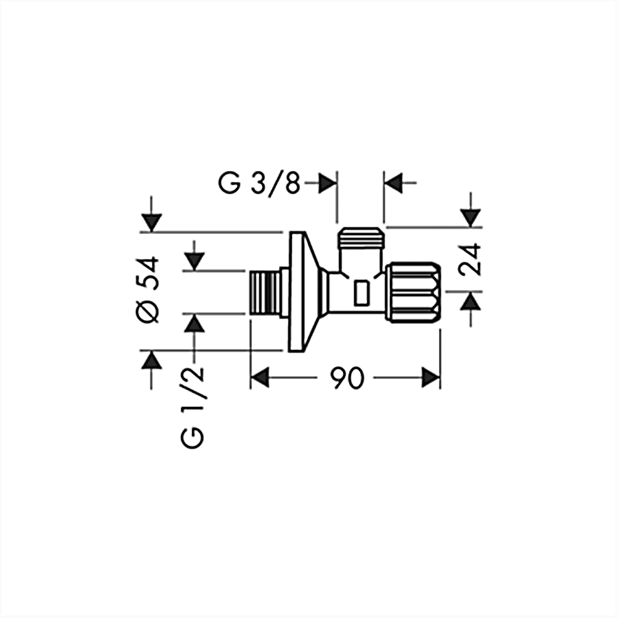 Вентиль запорный бытовой HANSGROHE AXOR угловой 1/2"x3/8" нр-нр 51308000