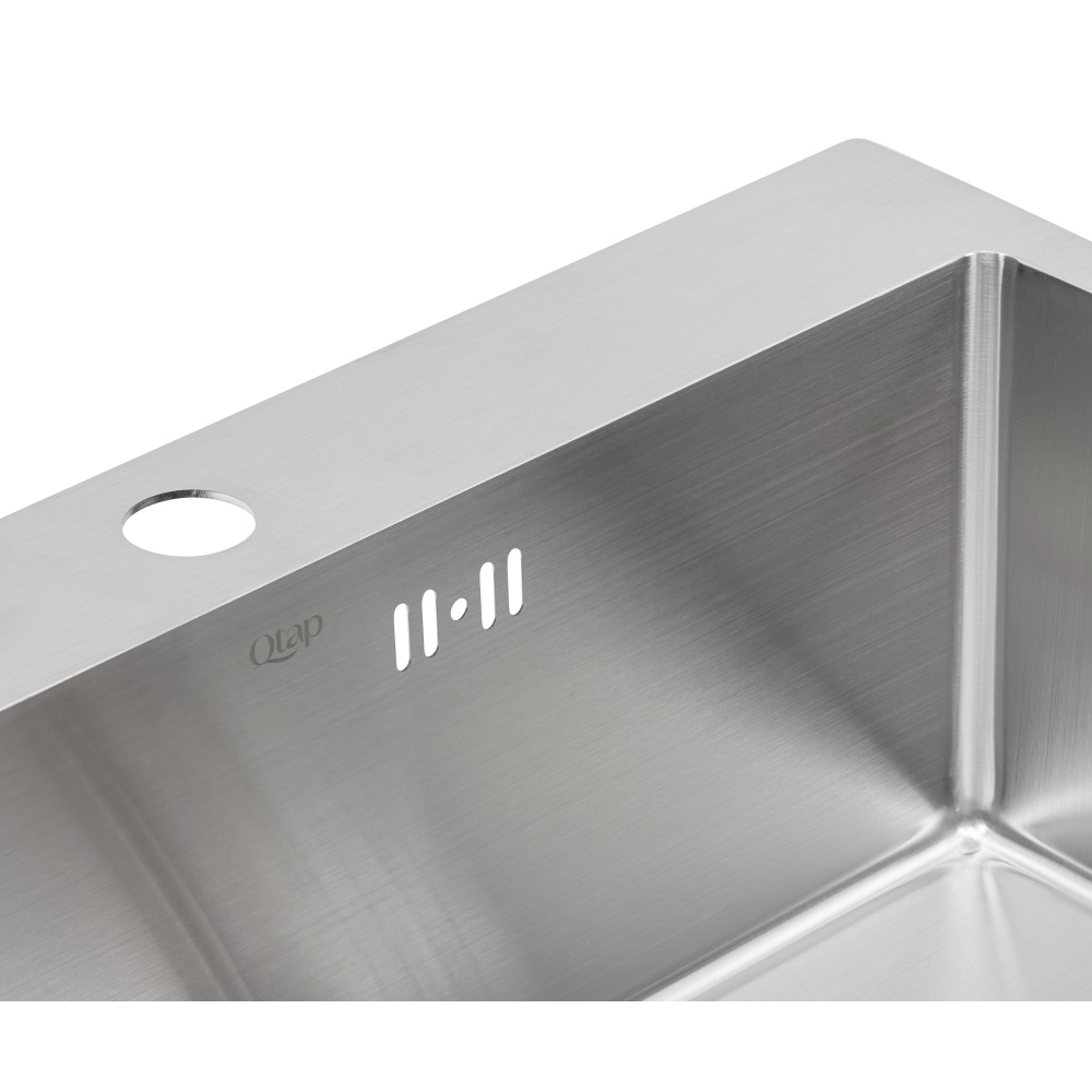 Кухонная мойка металлическая прямоугольная врезная под столешницу Q-TAP 500мм x 600мм матовая 2.7мм с сифоном QTD605010