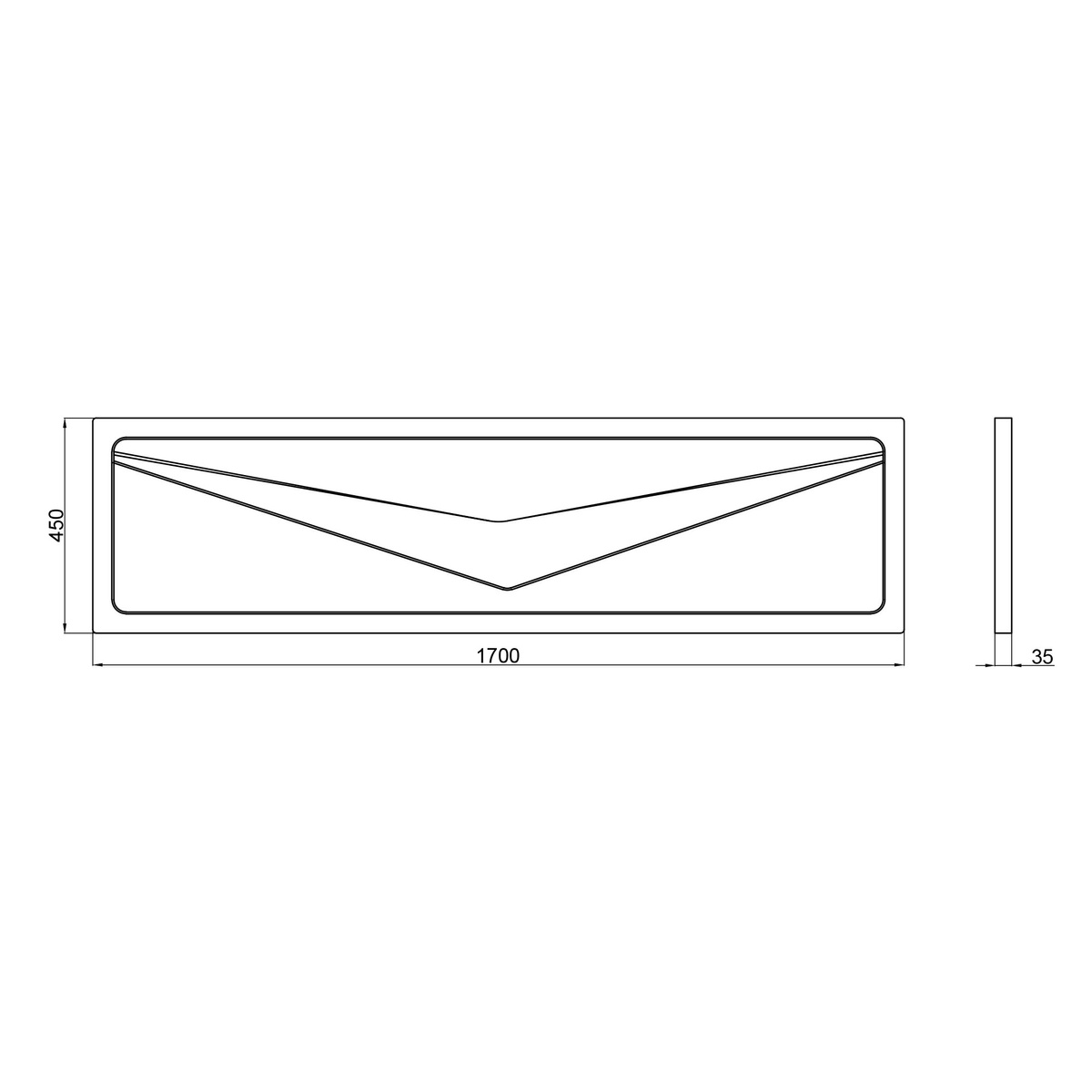 Панель для ванны белая акриловая LIDZ PANEL R 1700x450мм LPR170